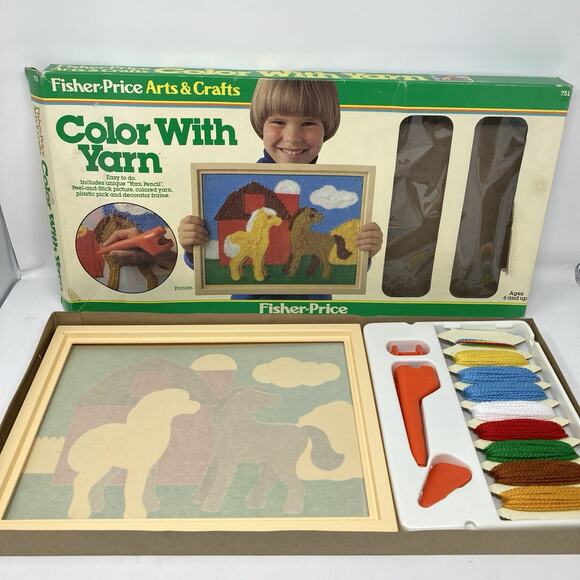 Fisher-Price Other - Vintage 1980's Fisher Price Color With Yarn Craft Kit Ponies #751 Hobbies Crafts